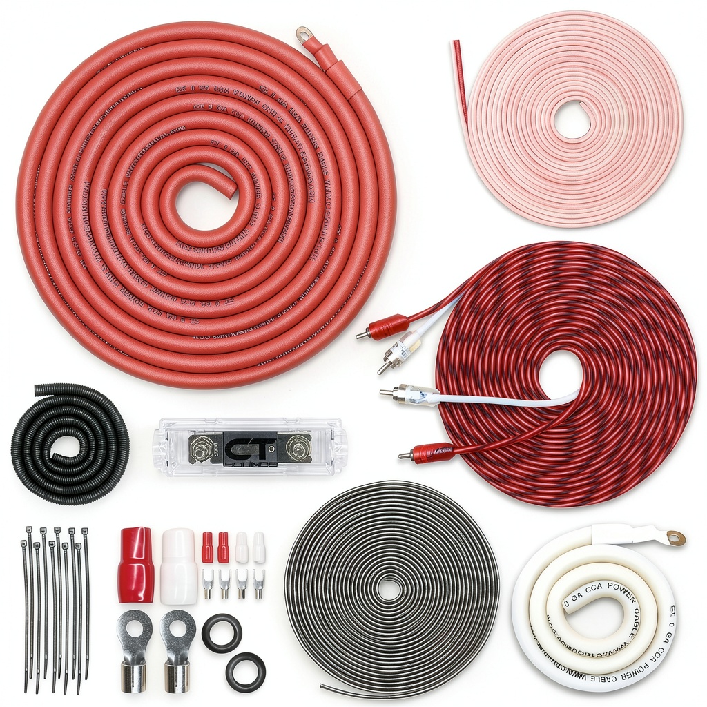 CT Sounds 1/0 Gauge CCA Amplifier Wiring Kit wires