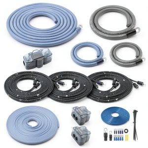 RECOIL Car Amplifier Wiring Kit Blue Copper 4 Gauge-0