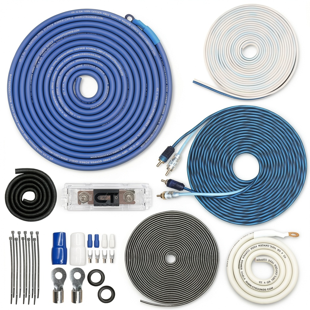 CT Sounds 4 Gauge Amplifier Wiring Kit components