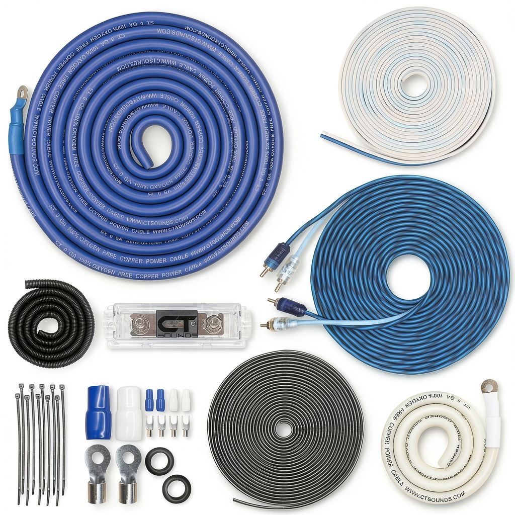 CT Sounds 0 Gauge OFC Amplifier Wiring Kit components