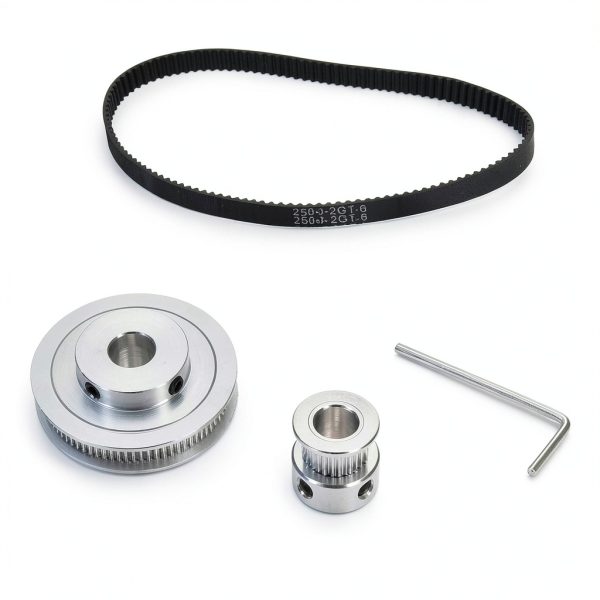 Aluminum Timing Pulley Set uxcell 80T & 20T with Belt 250mm-2