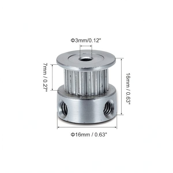 MECCANIXITY 20 Teeth 3mm Bore Aluminum Timing Pulley Silver Pack of 2-1